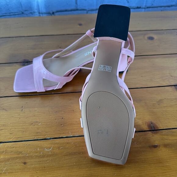 New Wayderns Light Pink Patent Block Heel Slingback Sandals Size 10.5 No Box - Picture 7 of 9